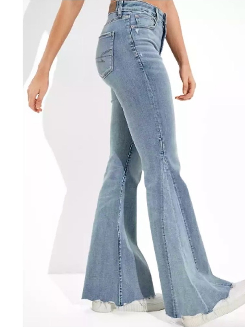 American Eagle Festival Flare Jeans 12 Short Raw Hem Cropped Flare